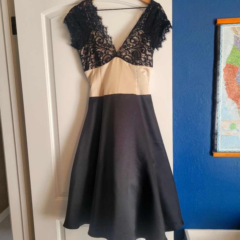 Laundry By Shelly Segal Vintage Party Dress Black/ Cream Size 6